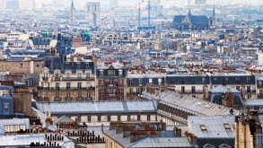 panorama of Paris city with Pantheon, France
