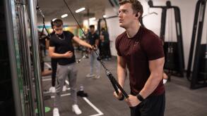 Gym members exercise at PureGym in Leamington Spa, which is re-opening as indoor gyms, swimming pools and sports facilities can reopen as part of the latest easing of coronavirus lockdown measures in England.