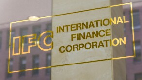 Logo sign of the IFC International Finance Corporation part of World Bank Worldbank Group on office building in Washington DC