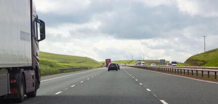 The M74 motorway passing through the Scottish Borders, Scotland