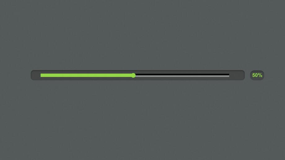 Progress bar with green light, status of loading on gray background, illustration