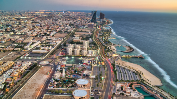 Seashore view and colors of Jeddah Corniche in Saudi Arabia