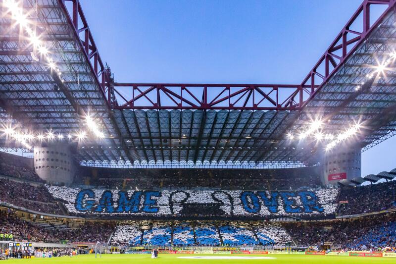 Fans of Inter make a tifo during the Italian championship Serie A football match between FC Internazionale and Juventus FC on April 27, 2019 at Giuseppe Meazza stadium in Milan, Italy - Photo Morgese - Rossini / DPPI