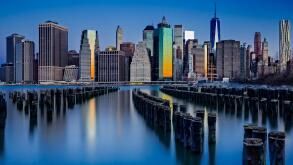 The Sun Rises At The New York City Skyline.