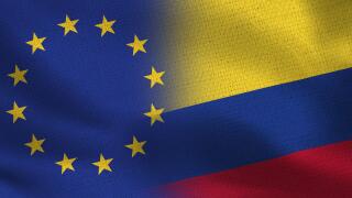 European Union and Colombia Flags - Two Flags Together - EU