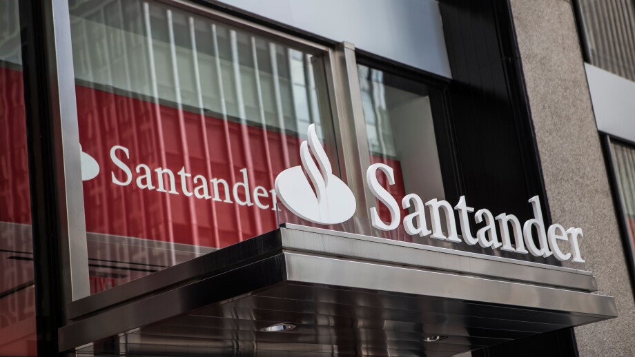 A Santander Bank branch is pictured in the New York City borough of Manhattan, NY