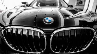 Lviv, Ukraine - August 6, 2020:BMW emblem on a bmw car