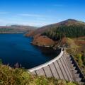 Llyn Clywedog lake reservoir in autumn Cambrian Mountains Powys Mid Wales UK
