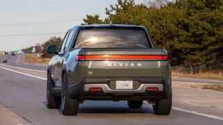 Rivian Truck, EV, Electric Vehicle on the highway in Michigan, USA