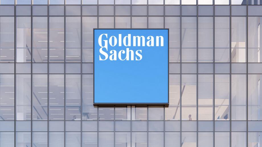 New York, NY, USA. May 2, 2022. Editorial Use Only, 3D CGI. Goldman Sachs Signage Logo on Top of Glass Building. Workplace of Investment Banking Compa