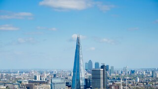 View of The Shard new skyscraper and skyline of London United Kingdom