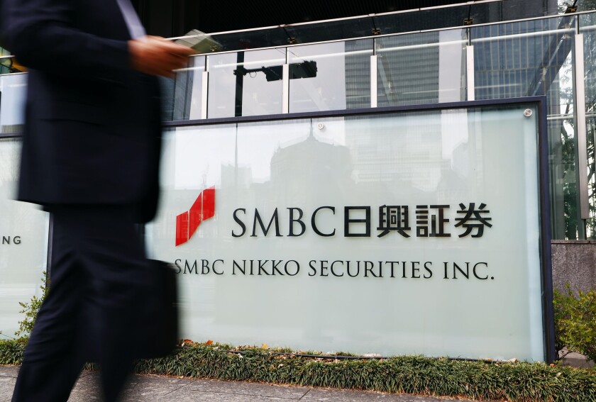 SMBC Nikko sign in Tokyo from Alamy 22Feb24 575x375