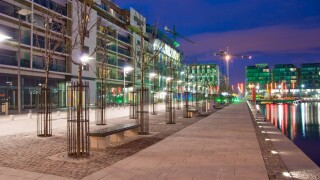 Summer Evening at Grand Canal Docks, Dublin. Image shot 08/2008. Exact date unknown.