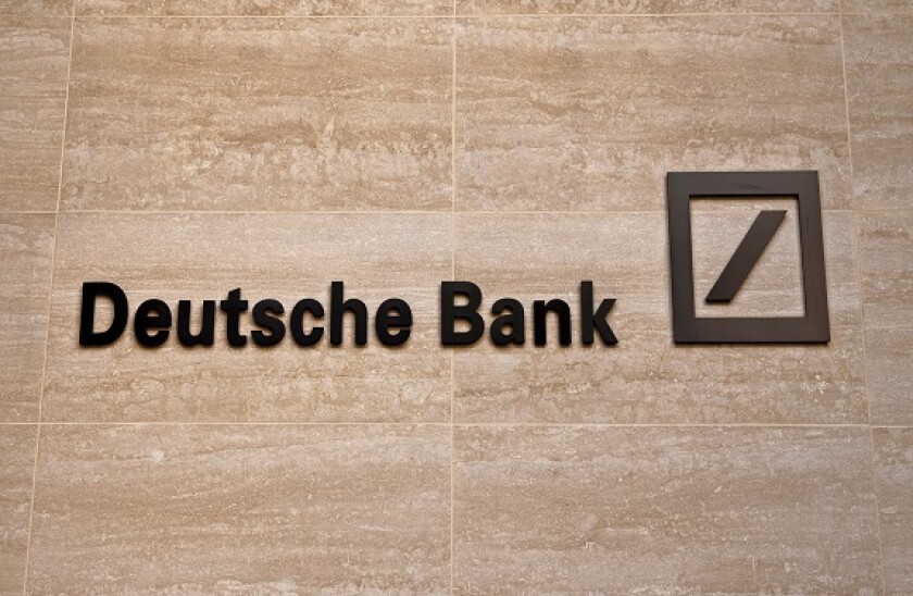 Deutche Bank signage in the City of London. Image shot 2011. Exact date unknown.