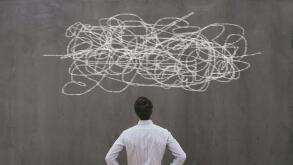 complexity concept, complex problem solution, business man thinking