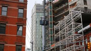 Construction scaffolding in New York City.