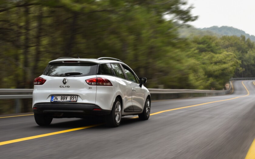 Antalya / Turkey - 09.28.18: Renault Clio dci drive by forest ro