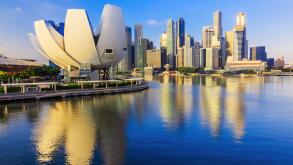 Singapore City, Singapore. Marina Bay and the skyline.