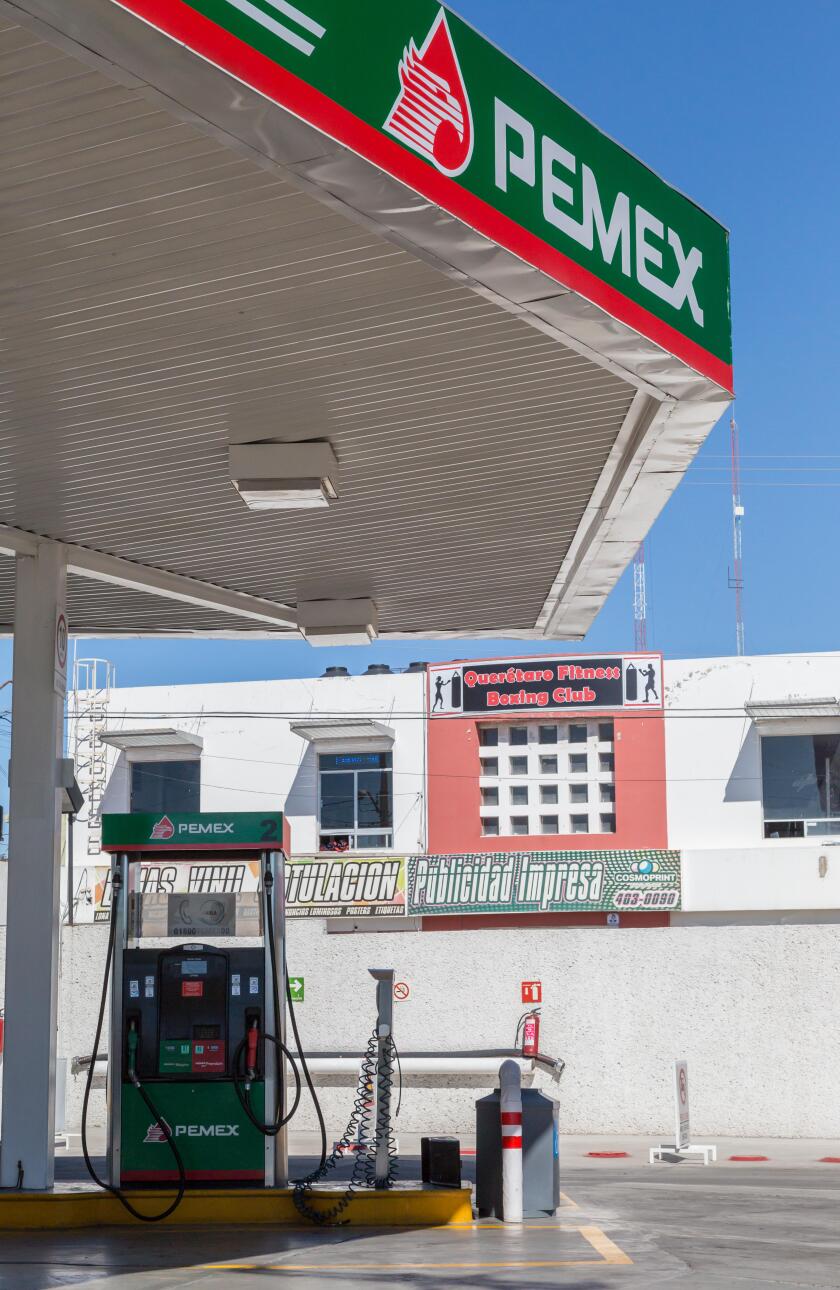 PEMEX gas stattion in Queretaro, Mexico.  Petroleos Mexicanos is the Mexican state owned petroleum conglomerate.