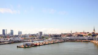 Cruise port and skyline of Tallin, Estonia