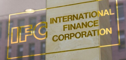 Logo sign of the IFC International Finance Corporation part of World Bank Worldbank Group on office building in Washington DC