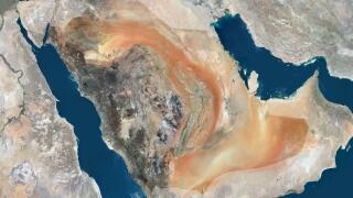Color satellite image of Saudi Arabia, with mask.