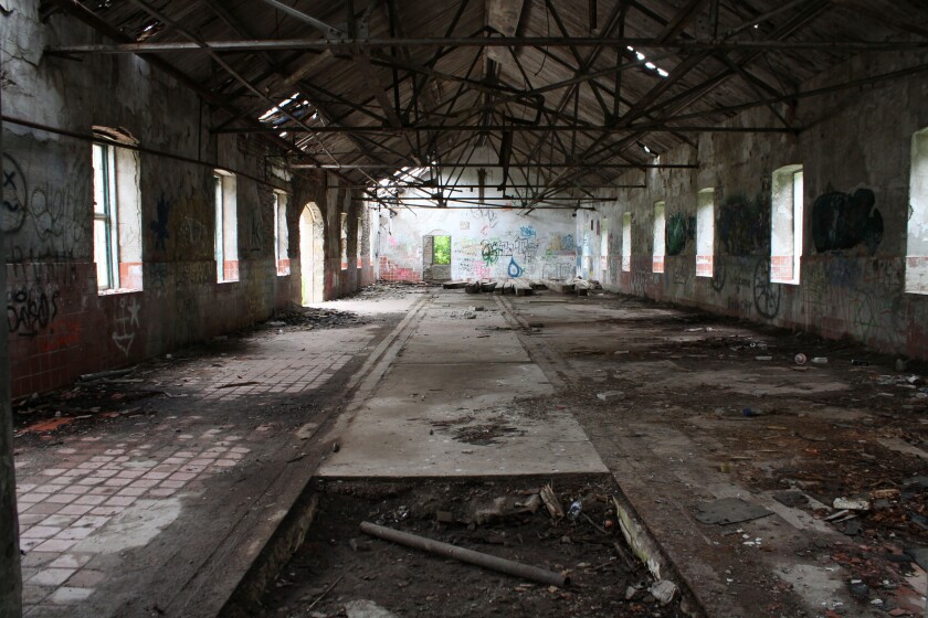 demolished factory interior warehouse