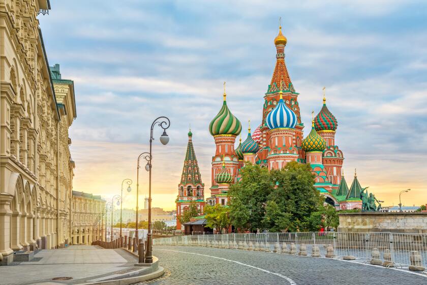 Saint Basil Cathedral on sunrise, Moscow, Russia