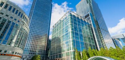 Canary wharf skyscrapers CBD banking and financial district Docklands London England UK GB EU Europe