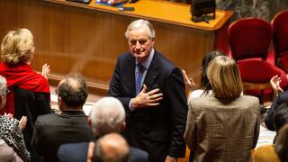 Paris, France, 04/12/2024, Paris, France. 04th Dec, 2024. French Prime Minister Michel Barnier was seen after the discussion of the motion of censure at the National Assembly. The French National Assembly has adopted a motion of censure against Prime Mini