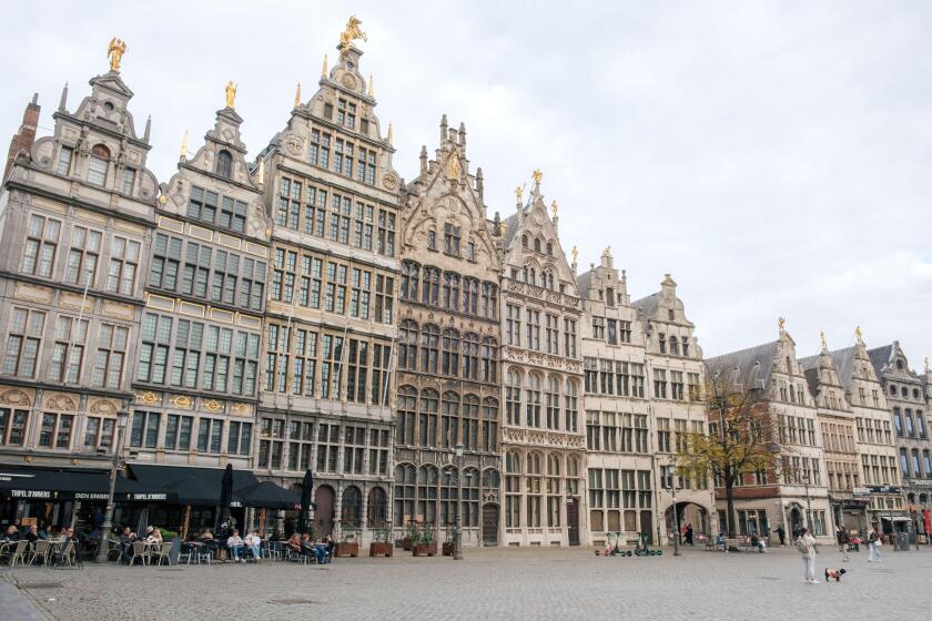 Antwerp, Belgium - 10.28.2025: Historic House Facades on Grote Markt Antwerp Belgium
