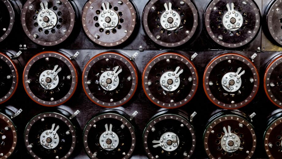 Indicator dials from the famous 'Bombe' machine at Bletchley Park used for deciphering German encrypted 'Enigma' messages.

January 2017