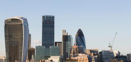 View of London skyline, City of London, UK - 2014