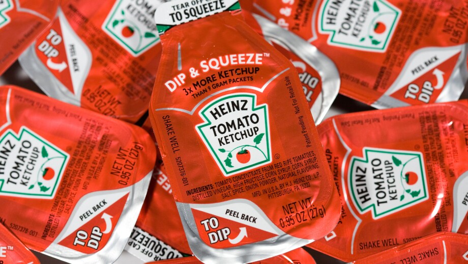 The new style of Heinz Ketchup packets. 