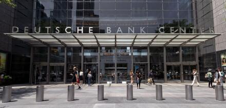 entrance facade to Deutsche Bank Center at 1 Columbus Circle in Manhattan, New York, named in 2021 due to the bank's majority lease on office space
