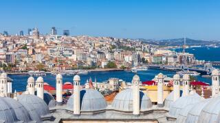 The scenic view over Istanbul city and Bosphorus strait, Turkey