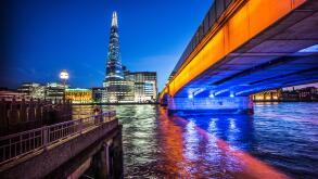 The Shard and London Bridge at dusk.