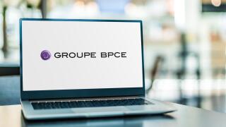 POZNAN, POL - FEB 6, 2021: Laptop computer displaying logo of Groupe BPCE, a French banking group
