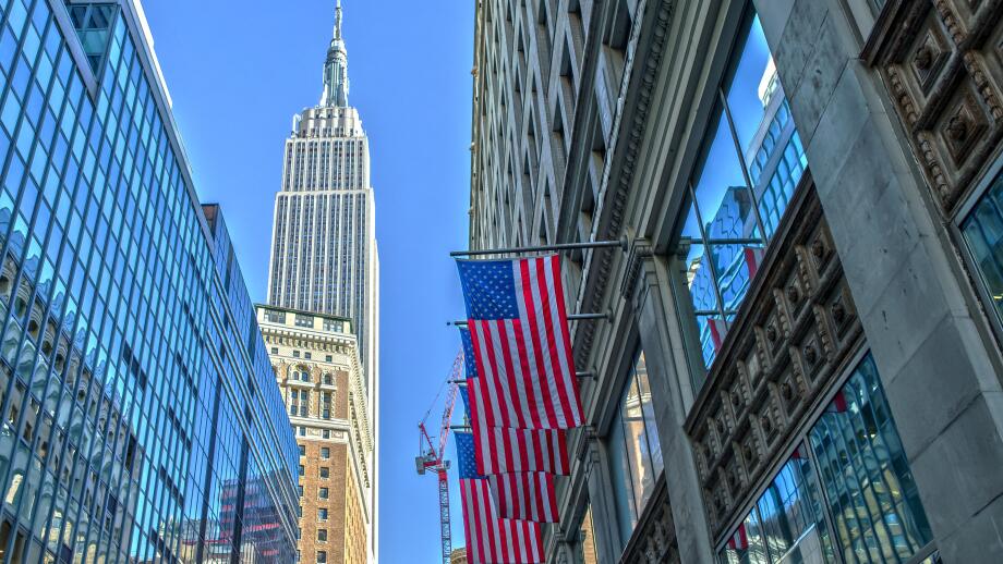 Empire State Building and US Flag
