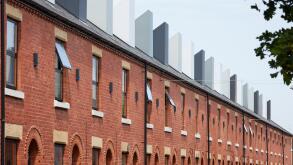 Chimney Pot Park is an urban community of upside down houses in Salford, Manchester. refurbished terraced houses in langworthy by Urbansplash