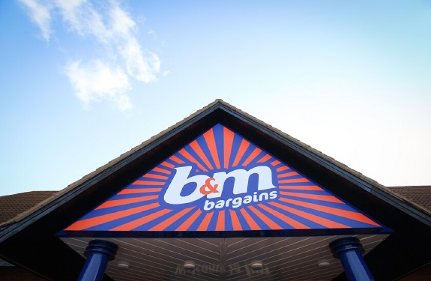 B&M Bargains store against a blue sky in Southampton