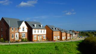 Row of houses being readied for sale, Grantham, Lincolnshire, England, UK