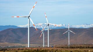 Wind farm (Spanish: parque eolico) in the mining regions of Atacama and Coquimbo, northern Chile