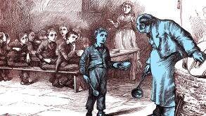 Charles Dickens's ' The Adventures of Oliver Twist ', first published 1838. Description of scene: Oliver asks the master of the workhouse for more food. Chapter One. Illustration by J. Mahoney 1816-1879. CD: English novelist: 7 February 1812 ? 9 June 1870