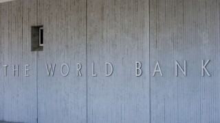 The World Bank logo outside of H building. WorldBank World Bank Group headquarters main office building exterior. Washington DC. Image shot 04/2009. Exact date unknown.