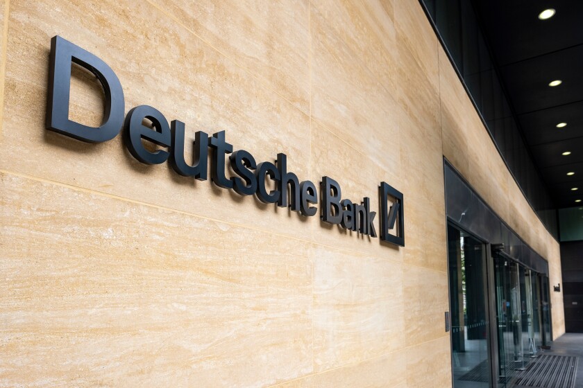 LONDON- JUNE, 2020: Deutsche Bank in the city of London, a large