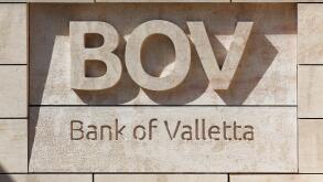 BOV, Bank of Valletta, logo on the building, Valletta, Malta
