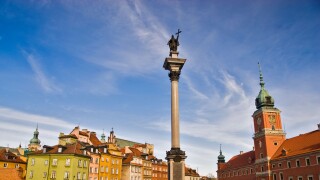 Zygmunt´s column in the Zamkowy square. Warsaw city center. Poland, Europe.