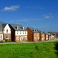 Row of houses being readied for sale, Grantham, Lincolnshire, England, UK
