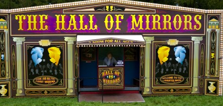 hall of mirrors facade at the bristol balloon fiesta fairground